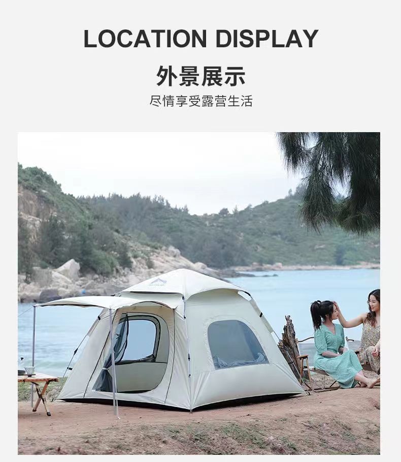 Cheap Goat Tents 3 4 Person Camping Tent Outdoor Automatic Quick Open Tent Rainfly Waterproof Picnic Tent Family Travel Park Instant Setup Tent   